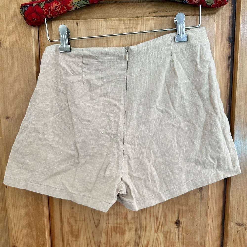Juniors Hot Kiss Skort Tan Linen-Look Cotton Size 3 - Picture 9 of 9
